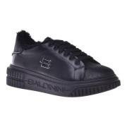 Baldinini Trainers in black leather with glitter Black, Dam