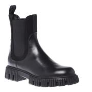 Baldinini Combat boots in black leather and elastic Black, Dam