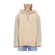 MM6 Maison Margiela Logo Oversized Hoodie Beige, Dam