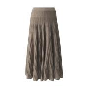 Twinset Lurex Plisserad Midi Kjol Beige, Dam