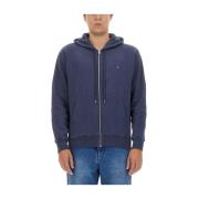 Maison Kitsuné Logo Zip Sweatshirt Blue, Herr