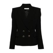 Alessandra Rich Svart Ull Blazer Kläder för Kvinnor Black, Dam