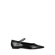 aeyde Oil-Slick Läder Mary-Jane Ballet Flats Black, Dam