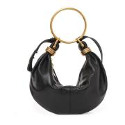 Chloé Läder Armband Hobo Väska Black, Dam