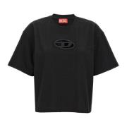 Diesel Svart T-shirt med Oval D-logotyp Black, Dam