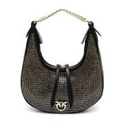 Pinko Sequin Hobo Väska Black, Dam