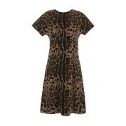 Dolce & Gabbana Leopardmönstrad Midi Klänning Beige, Dam