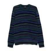 Paul Smith Randig Crew Neck Tröja Blå Multicolor, Herr