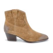 ASH Mocka Ankelboots med Laminerad Klack Brown, Dam