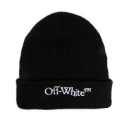 Off White Svart Stickad Logotyp Broderad Hatt Black, Herr