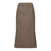 Dries Van Noten Gingham Ull Midi Kjol Multicolor, Dam