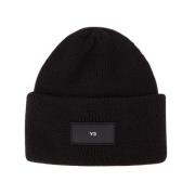 Y-3 Svart Ull Beanie Mössa Black, Unisex