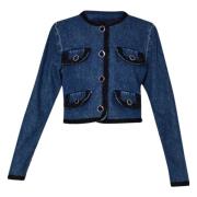 Liu Jo Denim Cropped Jackor med Profiler Blue, Dam