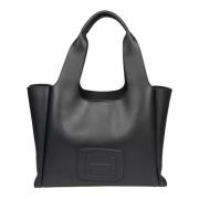 Hogan Svart Läder Shopper Väska Black, Dam