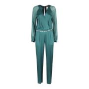 Max Mara Studio Satin Jumpsuit med Sidensärmar Green, Dam