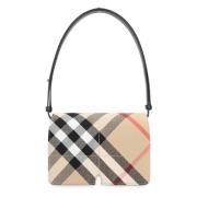 Burberry Stilig Axelväska med Check Motif Beige, Dam