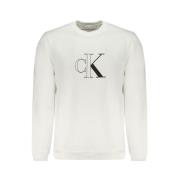 Calvin Klein Fleece Logo Sweatshirt Återvunnen Bomull White, Herr