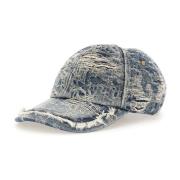 Diesel Denim Baseball Cap Blå Förstörd Väv Blue, Herr