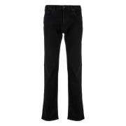 Emporio Armani J45 Jeans, Bomull Elastan Passform Fickor Black, Herr