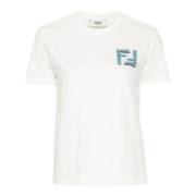 Fendi Vit Strass T-shirt White, Dam