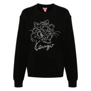 Kenzo Broderad Tiger Sweatshirt Klassisk Stil Black, Herr