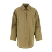 Jil Sander Oversize Khaki Poplin Skjorta Green, Dam