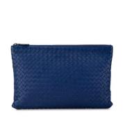 Bottega Veneta Vintage Pre-owned Tyg kuvertvskor Blue, Dam