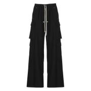 Rick Owens Svarta Cargo Byxor Elastisk Midja Dragsko Black, Herr