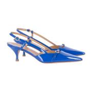 A. Bocca Sling Back Lackläderskor Blue, Dam