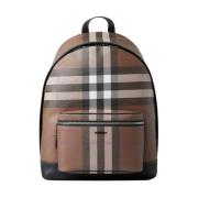 Burberry E-canvas Jett Ryggsäck med Signatur Check Motif Brown, Herr