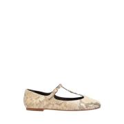 Chloé Python-Präglade Läder Ballerina Flats Beige, Dam