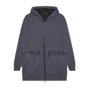 Elena Mirò Sportig Chic Hoodie med fjädrar Gray, Dam