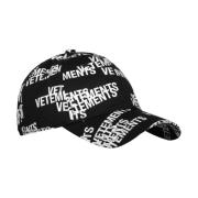 Vetements Svart Bomull Baseballkeps med Vitt Logotyp Black, Dam