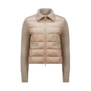 Moncler Stickad Cardigan med Dunfylld Front Beige, Dam