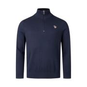 PS By Paul Smith Half Zip Stickad Tröja Blue, Herr