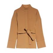 Max Mara Milano Jersey Blazer med Mandarin Krage Brown, Dam