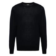 Ermenegildo Zegna Lyxig Ull Crew-Neck Stickat Blue, Herr