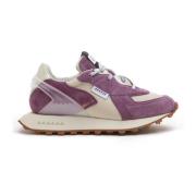 RUN OF Rosa lädersneakers med vita sulor Purple, Dam