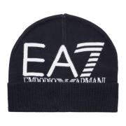 Emporio Armani EA7 Enfärgad Logo Beanie Mössa Blue, Herr