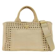 Prada Vintage Pre-owned Canvas prada-vskor Beige, Dam