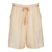 Forte Forte Silke Bermuda Shorts Elfenben Beige, Dam