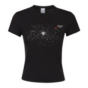 Re/Done Rhinestone Space T-Shirt Black, Dam