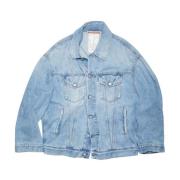 Acne Studios Blå Cropped Denim Jacka Ytterkläder Blue, Herr