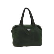 Prada Vintage Pre-owned Nylon handvskor Green, Dam