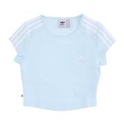 Adidas Blå Cropped Tee med Logo Blue, Dam