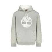 Timberland Grå Bomull Huvtröja Sweatshirt med Logotyptryck Gray, Herr