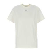 Ganni Ivory Bomull T-shirt Beige, Dam