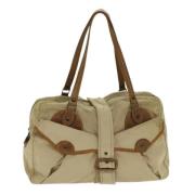 Miu Miu Pre-owned Pre-owned Canvas axelremsvskor Beige, Dam