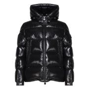 Moncler Svart Vadderad Nylonjacka med Huva Black, Herr