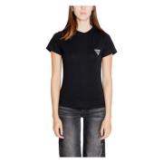 Guess Svart Rund Hals T-shirt för Kvinnor Black, Dam